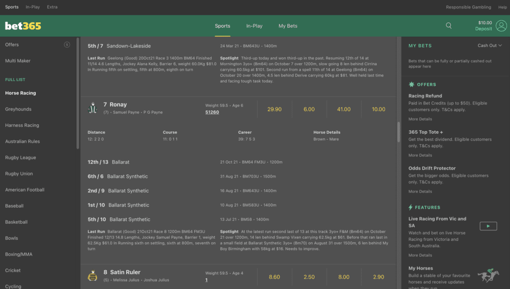 Bet365 form guide
