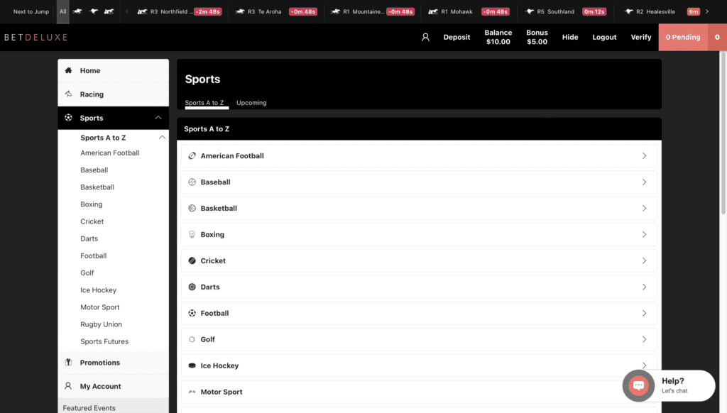 BetDeluxe Sports Markets