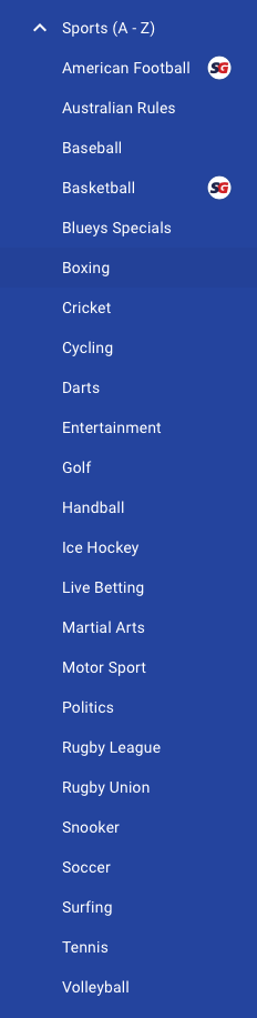 Bluebet Sporting Options