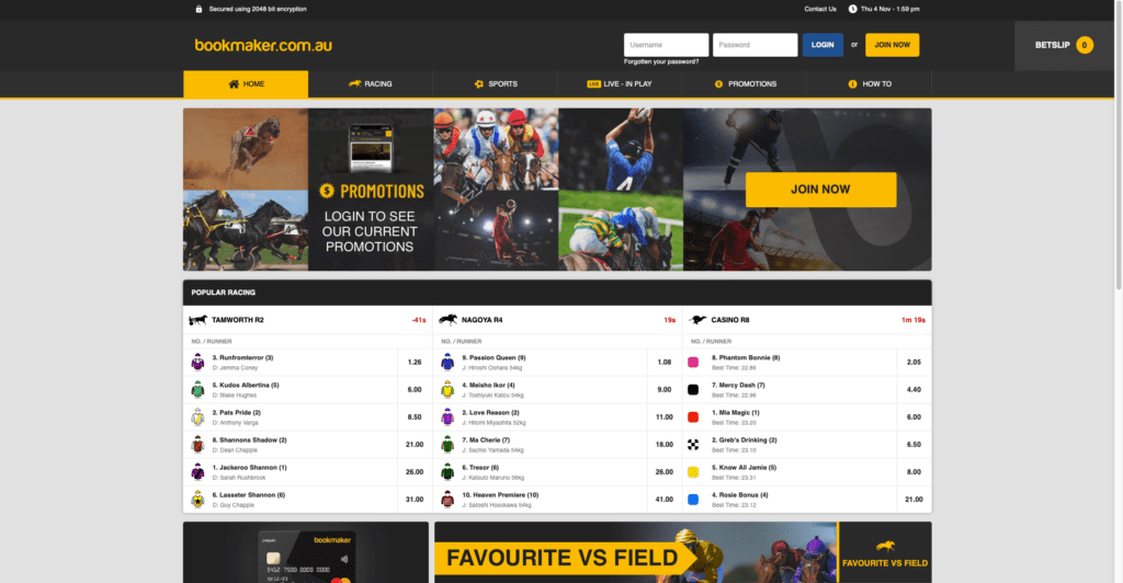 Bookmaker.com.au homepage