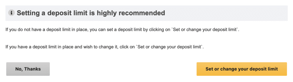 Betfair set a deposit limit