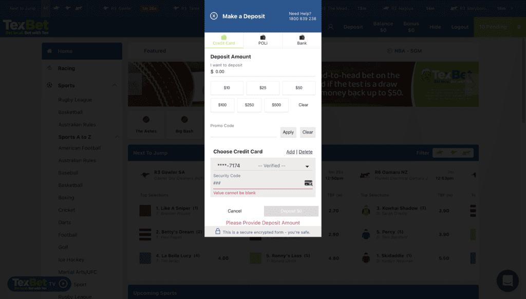 TexBet Deposit