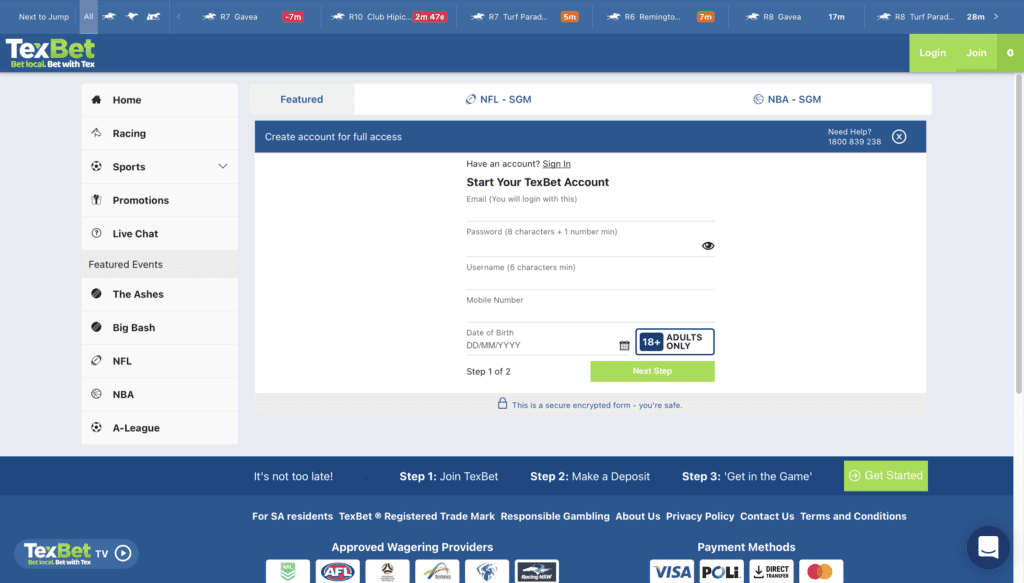 TexBet Signup