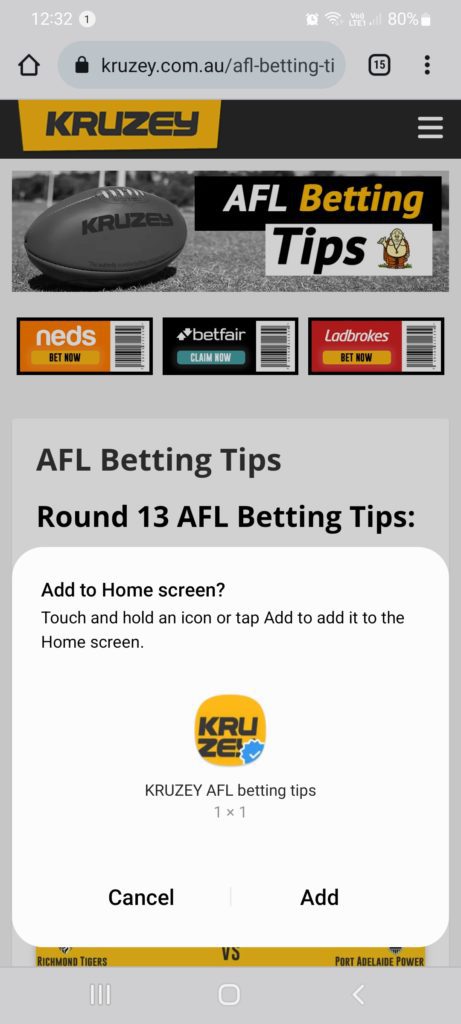 Add website to Home Screen step 4
