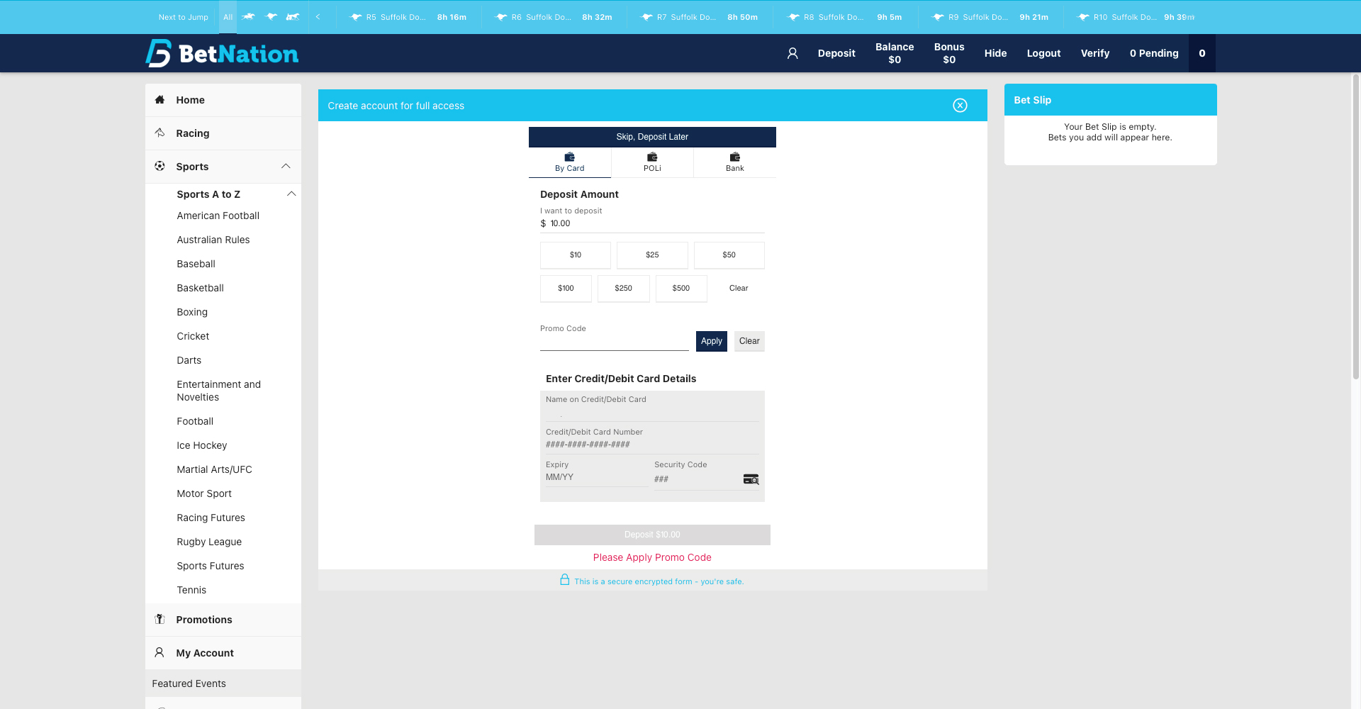 Bet Nation Deposit Amount