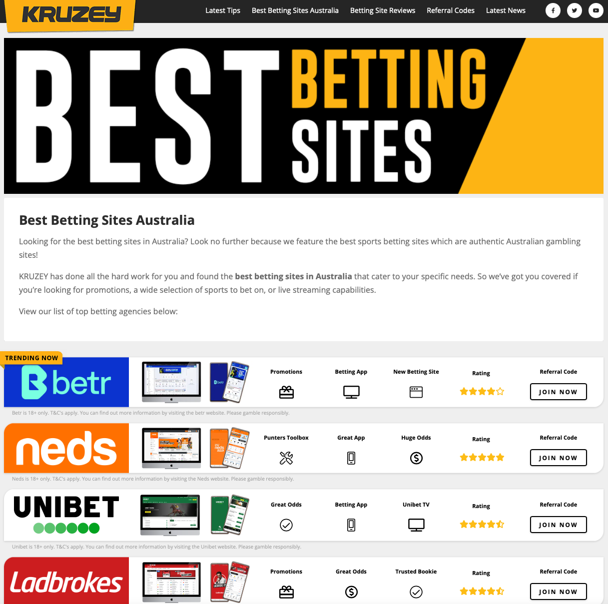 KRUZEY betting sites