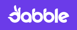 The Dabble logo in purple and white