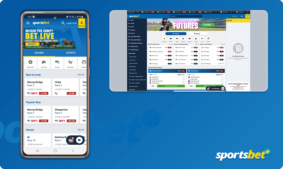 Sportsbet Betting Site User Interface