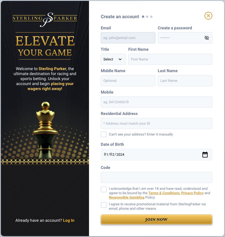 Sterling Parker Signup